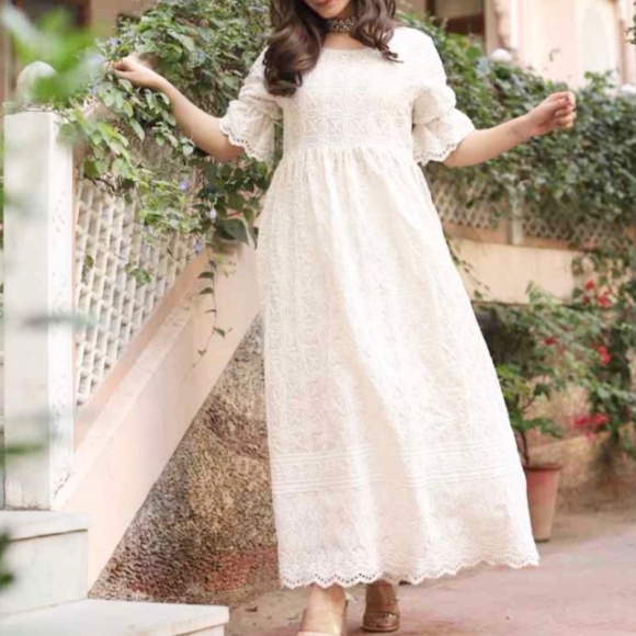 VTG Wedding & Special Event Dress XXL Eyelet Embroidered by Jai Govindam - Picture 1 of 9